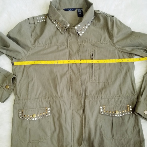 Life Style green military zippered jacket. Size PL - Picture 6 of 8